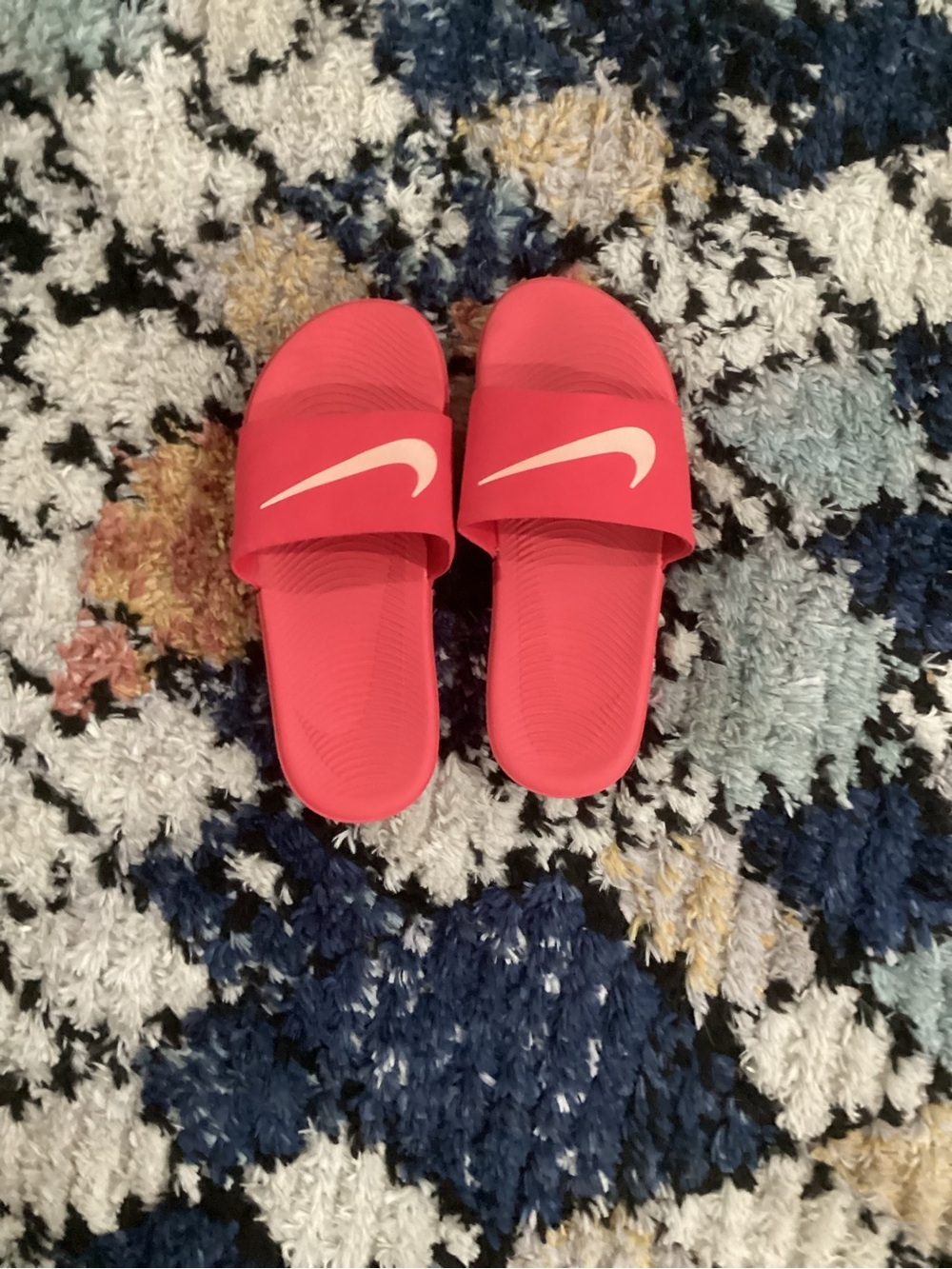 Nike Red Ribbed Strap Slide Sandals